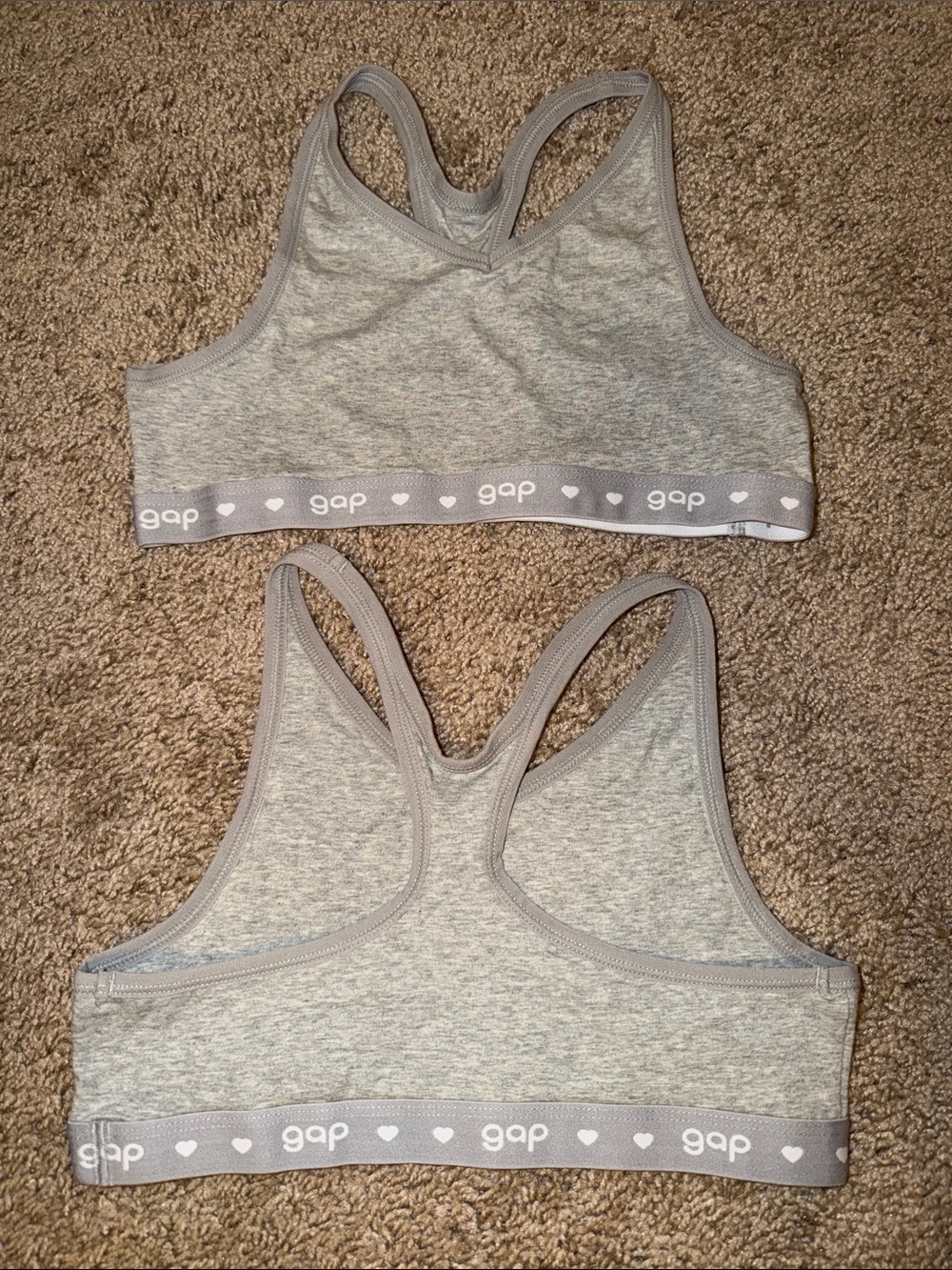 GAP Light Gray Racerback Sports Bralette with Logo Band